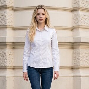 Classic White Women's Button-Up Shirt